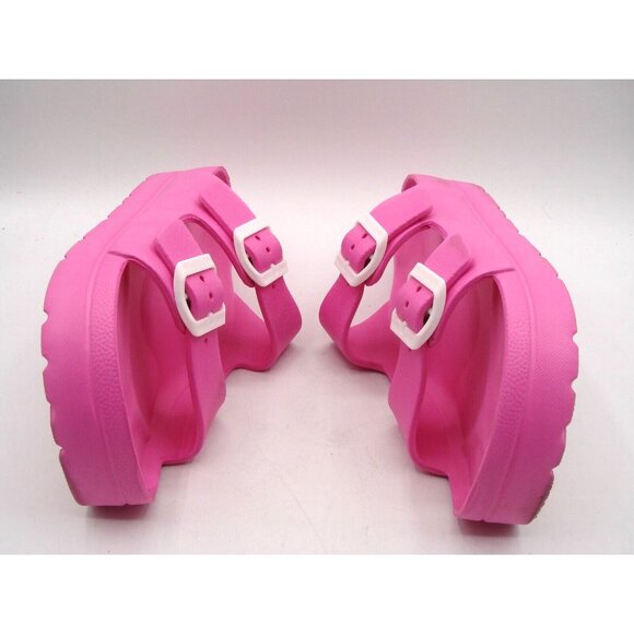 Pink Platform Two Strap Sandals Buckle Slides Beach Slippers Size 8 EUR 39 Barbi - Picture 4 of 9
